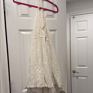 Zara Ivory Textured Halter Sundress